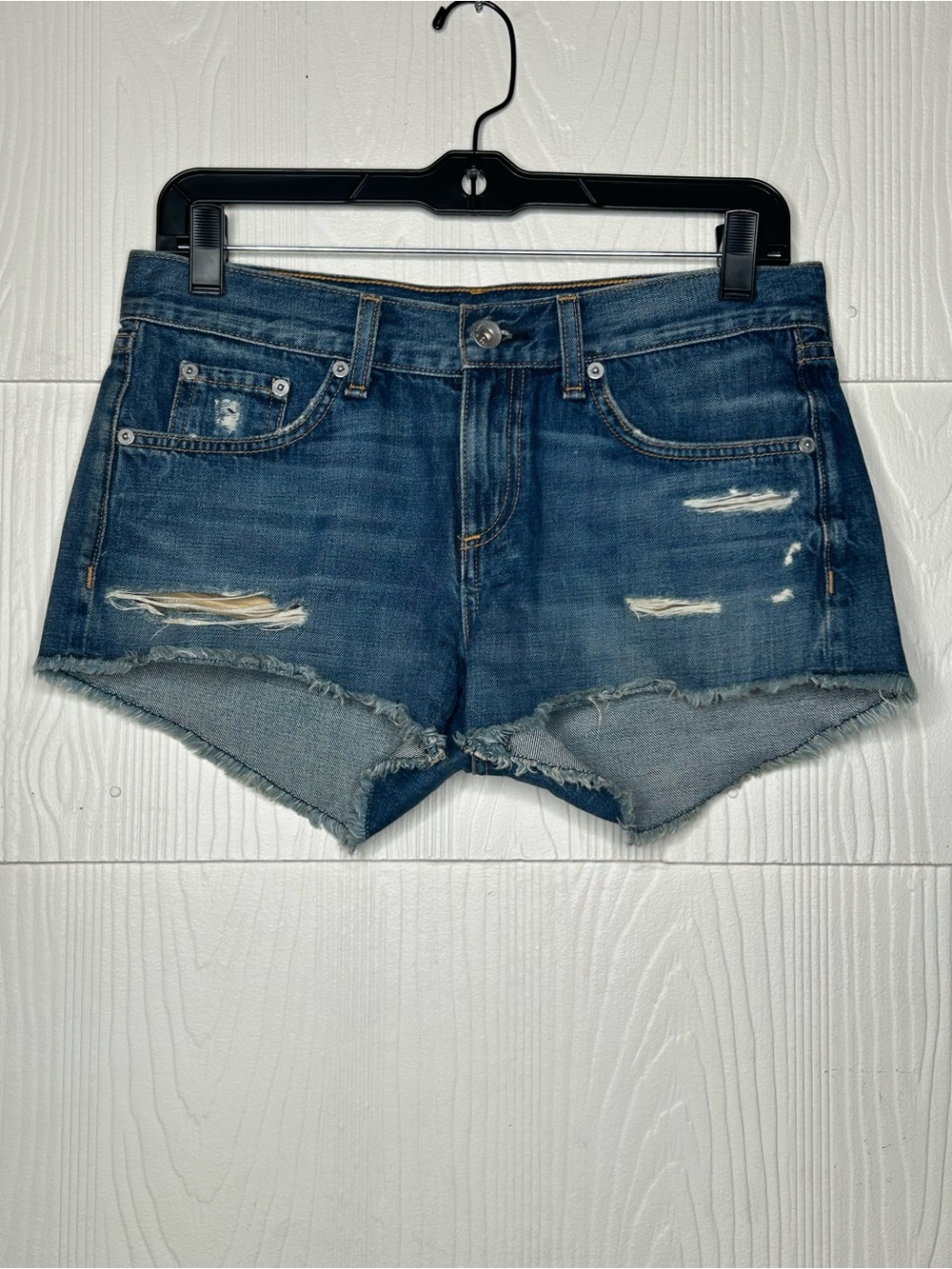 rag & bone Blue Distressed Denim Cutoff Shorts